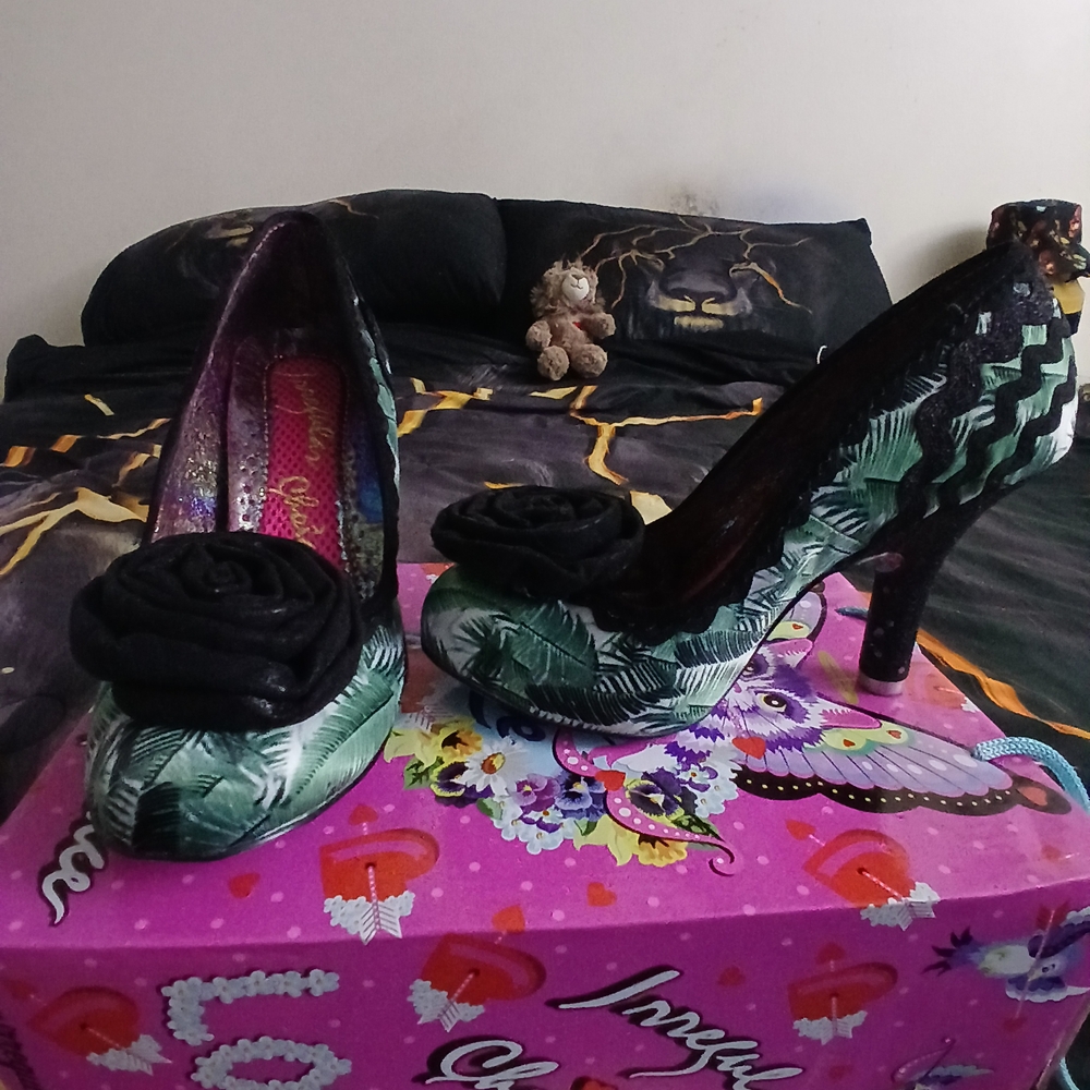 Irregular Choice Green and Black Heels with Unique Design